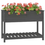 Jardinière avec étagère Gris 111,5x54x81 cm Bois massif de pin – Image 2