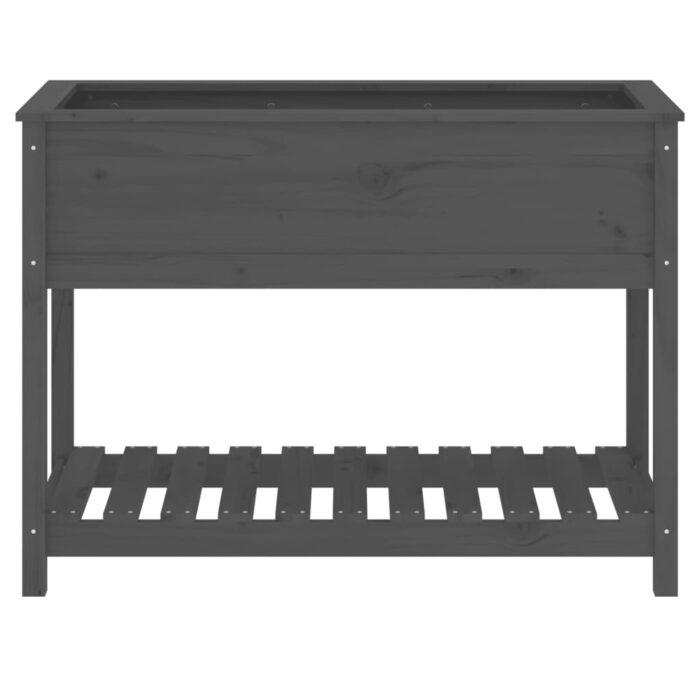 Jardinière avec étagère Gris 111,5x54x81 cm Bois massif de pin – Image 3