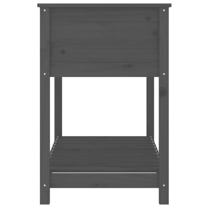 Jardinière avec étagère Gris 111,5x54x81 cm Bois massif de pin – Image 4