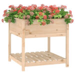 Jardinière avec étagère 82,5x82,5x81 cm Bois massif de pin – Image 2