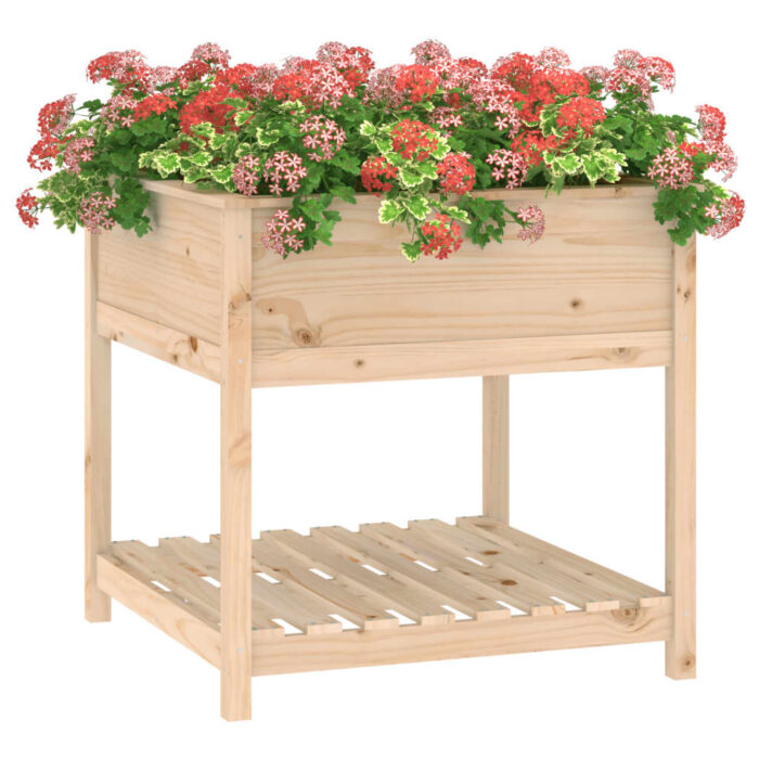 Jardinière avec étagère 82,5x82,5x81 cm Bois massif de pin – Image 2