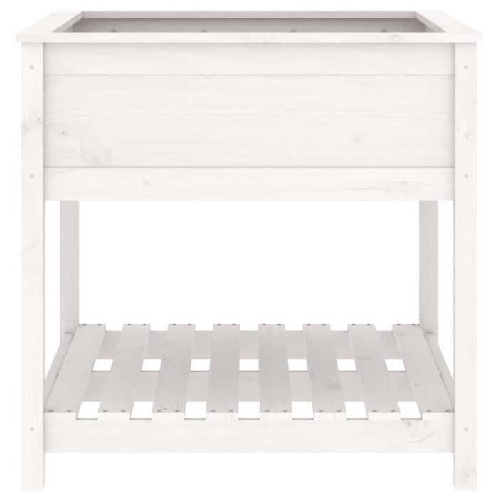 Jardinière avec étagère Blanc 82,5x82,5x81cm Bois massif de pin – Image 3