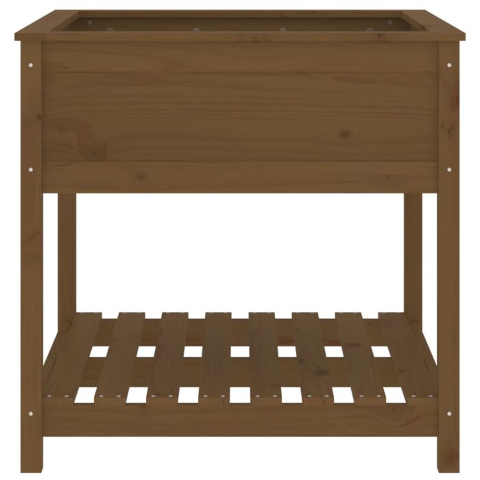 Jardinière avec étagère Marron miel 82,5x82,5x81 cm Bois de pin – Image 3