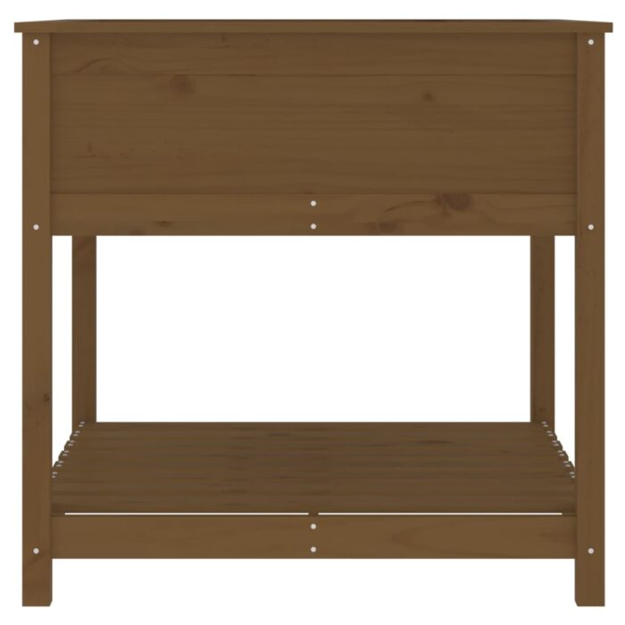Jardinière avec étagère Marron miel 82,5x82,5x81 cm Bois de pin – Image 4