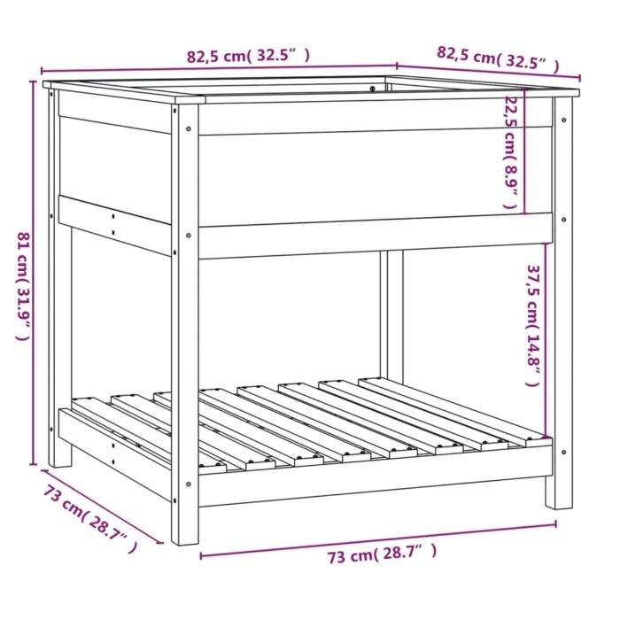 Jardinière avec étagère Marron miel 82,5x82,5x81 cm Bois de pin – Image 6