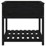 Jardinière avec étagère Noir 82,5x82,5x81 cm Bois massif de pin – Image 3