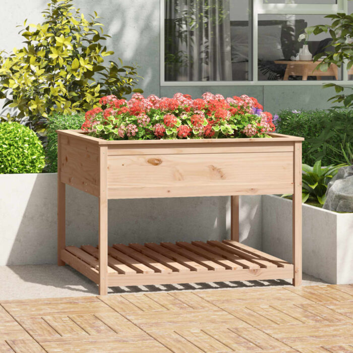 Jardinière avec étagère 111,5x111,5x81 cm Bois massif de pin – Image 1