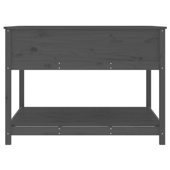 Jardinière et étagère Gris 111,5x111,5x81 cm Bois massif de pin – Image 4