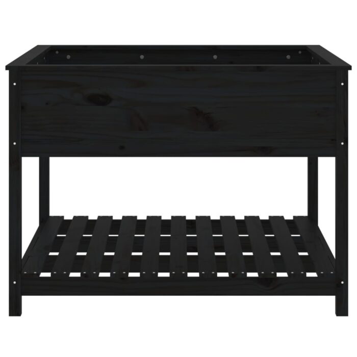 Jardinière et étagère Noir 111,5x111,5x81 cm Bois massif de pin – Image 3