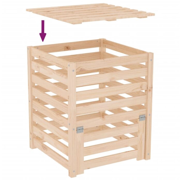 Composteur 63,5x63,5x77,5 cm Bois massif de pin – Image 6