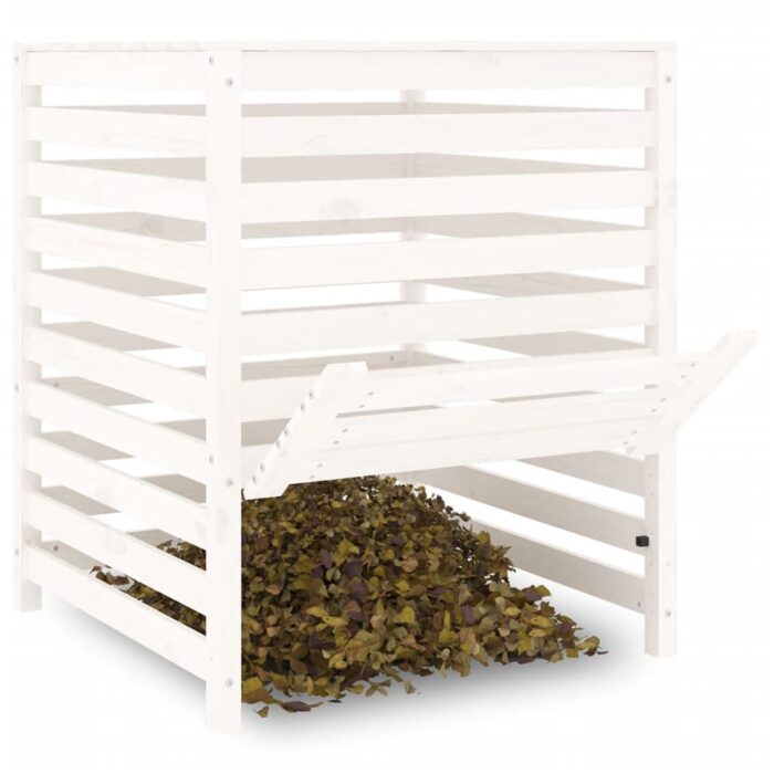 Composteur Blanc 82,5x82,5x99,5 cm Bois massif de pin – Image 2