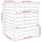 Composteur Blanc 82,5x82,5x99,5 cm Bois massif de pin – Image 8