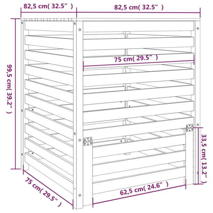 Composteur Blanc 82,5x82,5x99,5 cm Bois massif de pin – Image 8