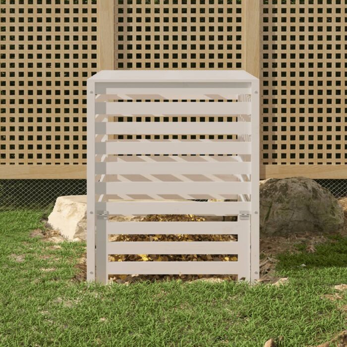 Composteur Blanc 82,5x82,5x99,5 cm Bois massif de pin – Image 1