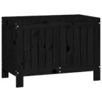 Boîte de rangement de jardin Noir 76x42,5x54 cm Bois massif pin – Image 3