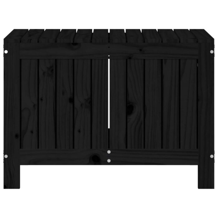 Boîte de rangement de jardin Noir 76x42,5x54 cm Bois massif pin – Image 4