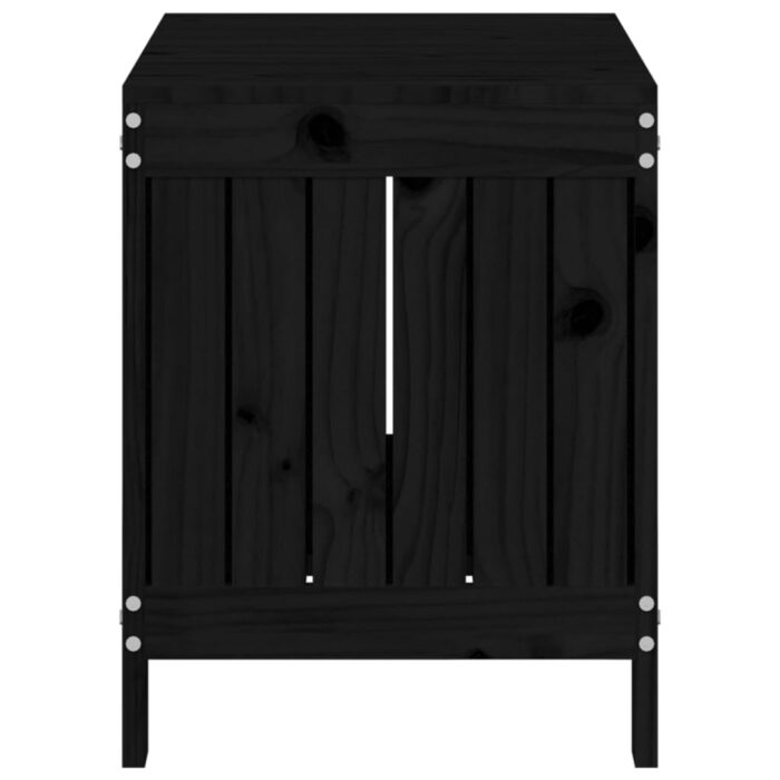 Boîte de rangement de jardin Noir 76x42,5x54 cm Bois massif pin – Image 5