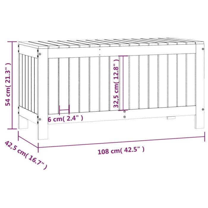 Boîte de rangement de jardin 108x42,5x54 cm Bois massif de pin – Image 8