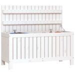 Boîte de rangement de jardin Blanc 108x42,5x54 cm Bois de pin – Image 2