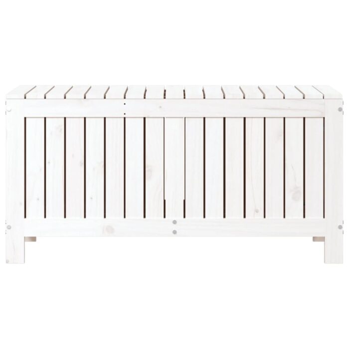Boîte de rangement de jardin Blanc 108x42,5x54 cm Bois de pin – Image 4