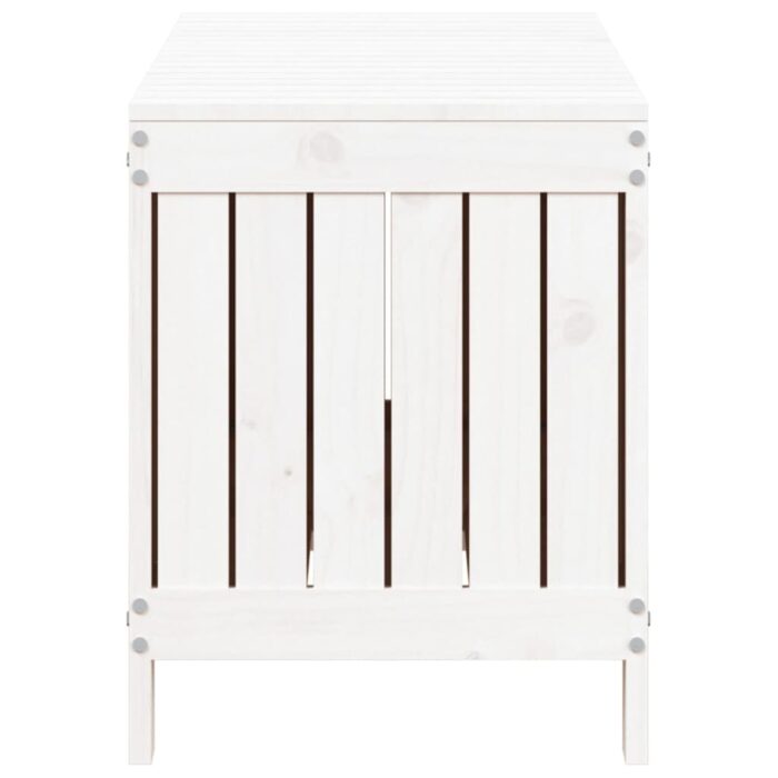 Boîte de rangement de jardin Blanc 108x42,5x54 cm Bois de pin – Image 5