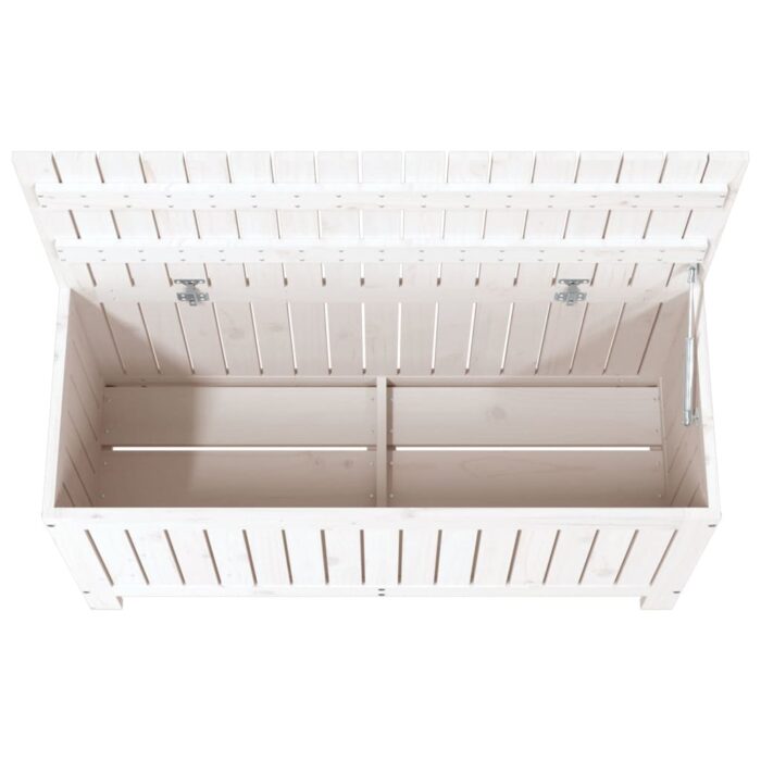 Boîte de rangement de jardin Blanc 108x42,5x54 cm Bois de pin – Image 6