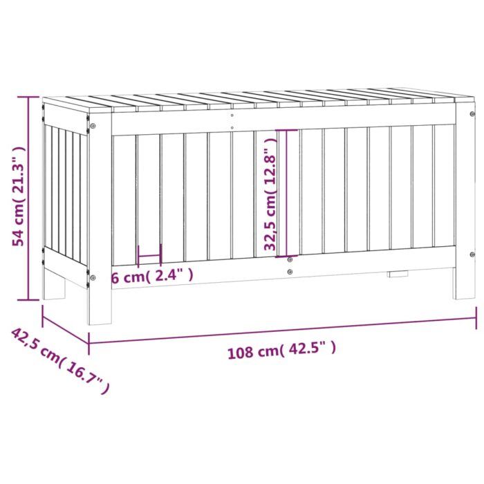 Boîte de rangement de jardin Blanc 108x42,5x54 cm Bois de pin – Image 8
