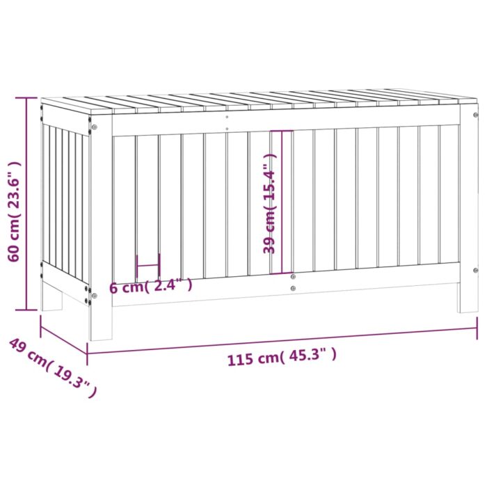 Boîte de rangement de jardin 115x49x60 cm Bois massif de pin – Image 8
