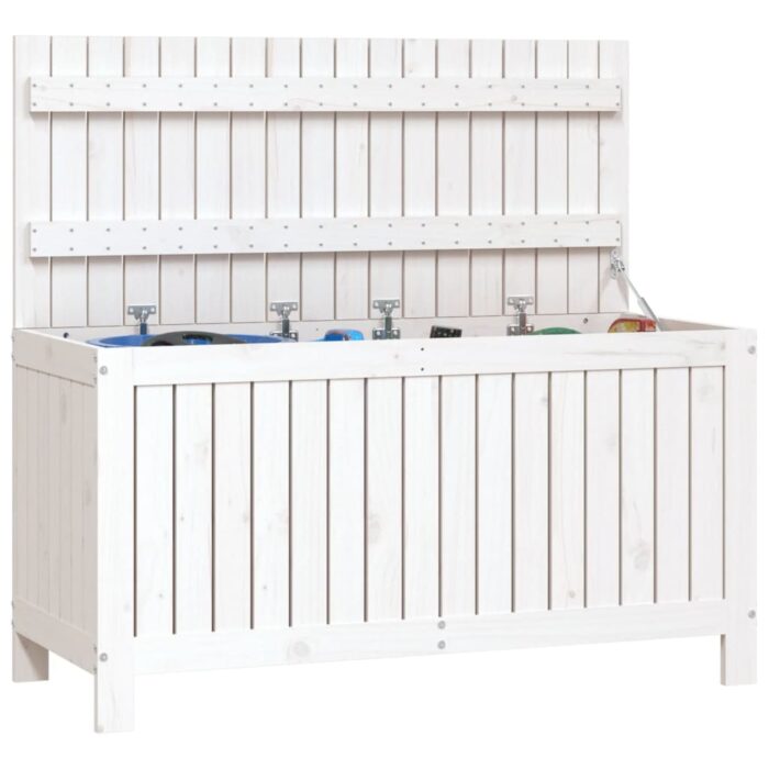 Boîte de rangement de jardin Blanc 115x49x60 cm Bois de pin – Image 2