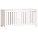 Boîte de rangement de jardin Blanc 115x49x60 cm Bois de pin – Image 3