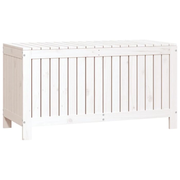 Boîte de rangement de jardin Blanc 115x49x60 cm Bois de pin – Image 3