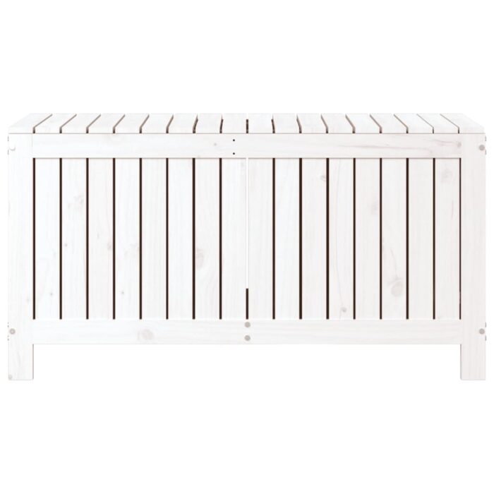 Boîte de rangement de jardin Blanc 115x49x60 cm Bois de pin – Image 4