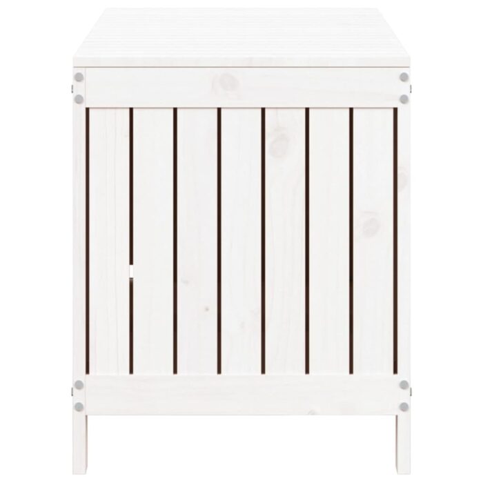 Boîte de rangement de jardin Blanc 115x49x60 cm Bois de pin – Image 5