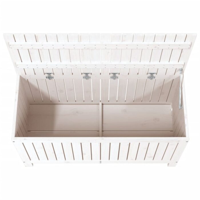 Boîte de rangement de jardin Blanc 115x49x60 cm Bois de pin – Image 6