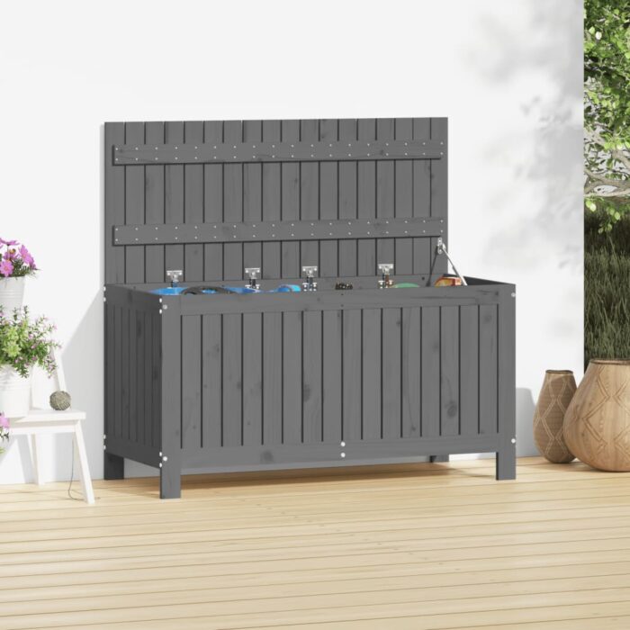 Boîte de rangement de jardin Gris 115x49x60 cm Bois de pin – Image 1