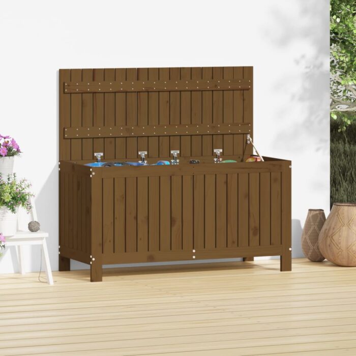 Boîte de rangement de jardin Marron miel 115x49x60 cm Bois pin – Image 1