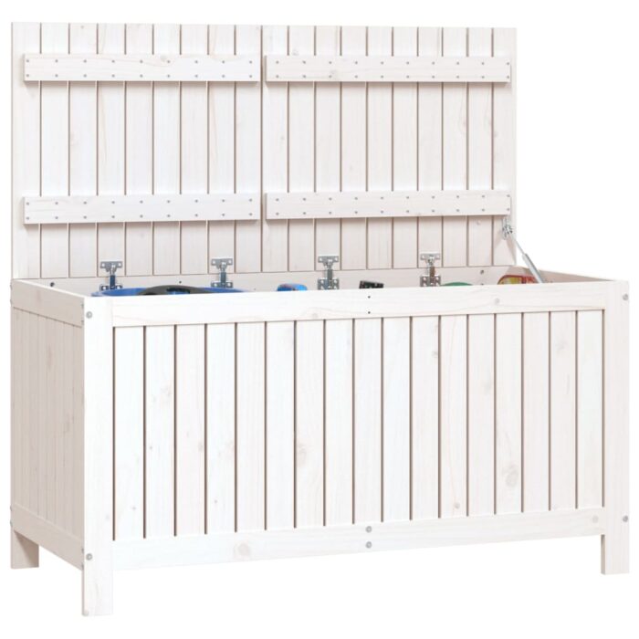Boîte de rangement de jardin Blanc 121x55x64 cm Bois de pin – Image 2