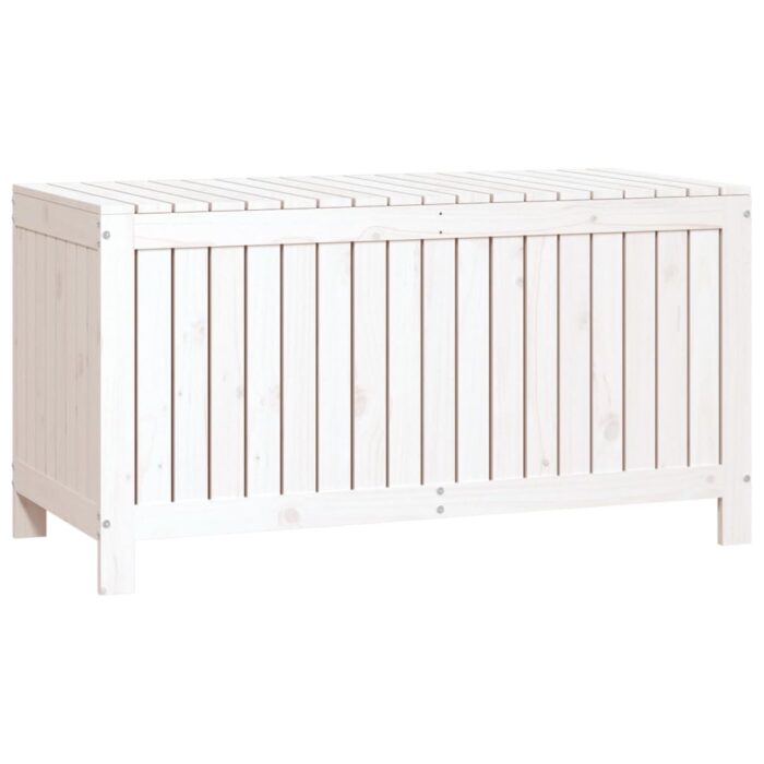 Boîte de rangement de jardin Blanc 121x55x64 cm Bois de pin – Image 3