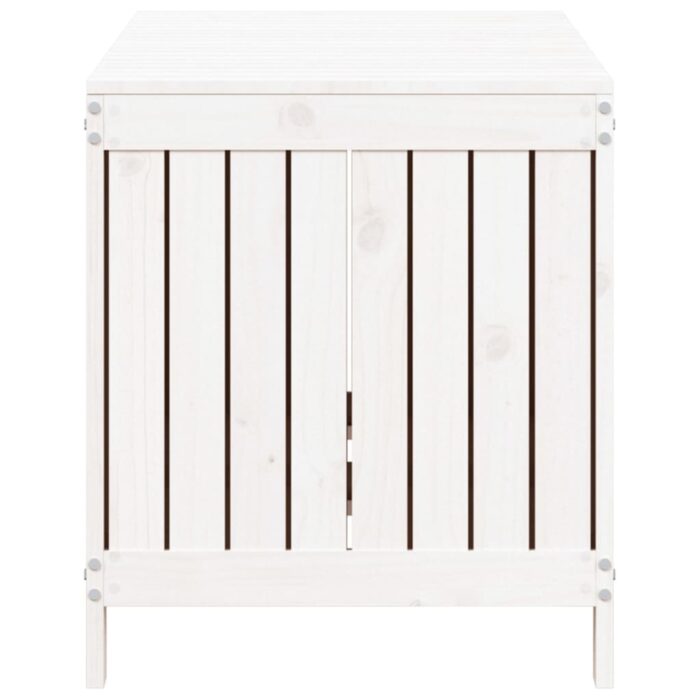 Boîte de rangement de jardin Blanc 121x55x64 cm Bois de pin – Image 5