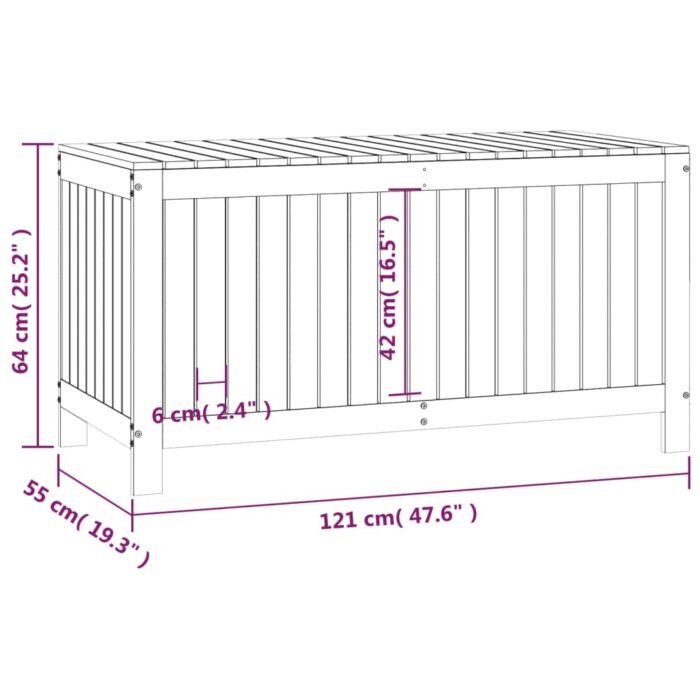 Boîte de rangement de jardin Marron miel 121x55x64 cm Bois pin – Image 8