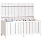 Boîte de rangement de jardin Blanc 147x68x64 cm Bois de pin – Image 2