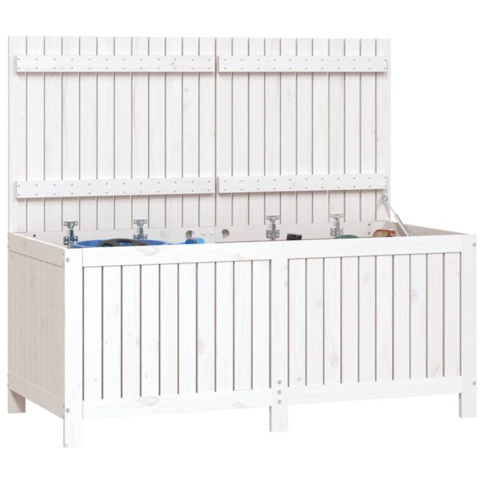 Boîte de rangement de jardin Blanc 147x68x64 cm Bois de pin – Image 2