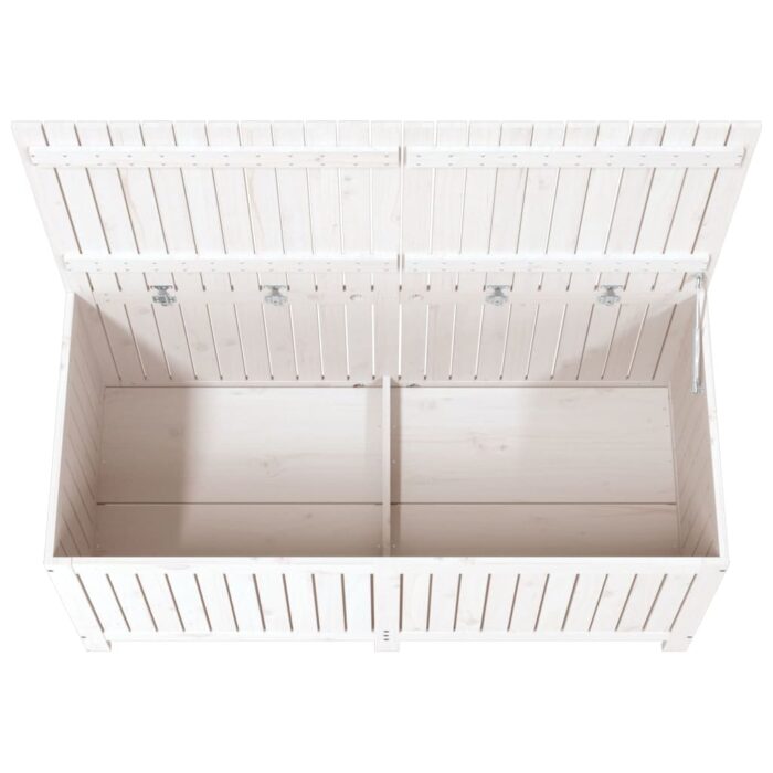 Boîte de rangement de jardin Blanc 147x68x64 cm Bois de pin – Image 6