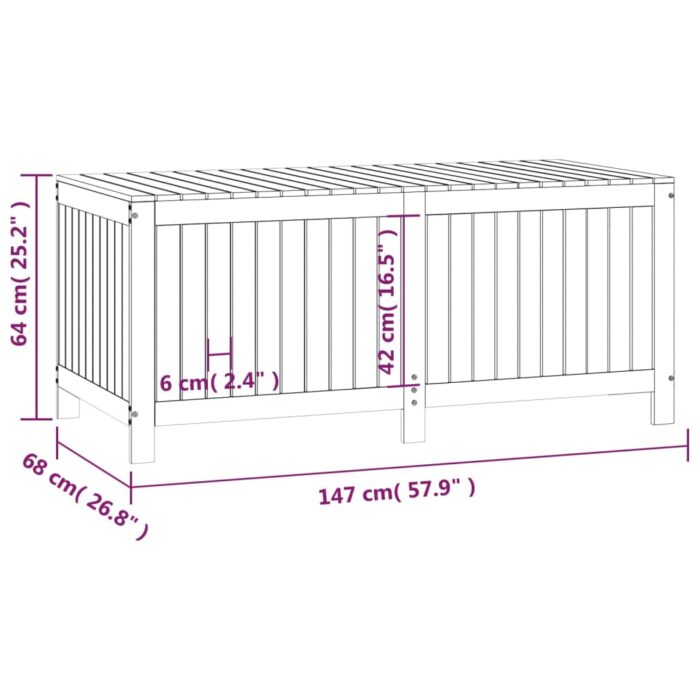 Boîte de rangement de jardin Blanc 147x68x64 cm Bois de pin – Image 8