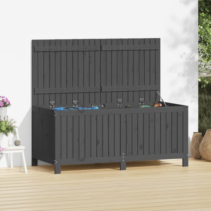 Boîte de rangement de jardin Gris 147x68x64 cm Bois de pin – Image 1