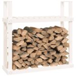 Support pour bois de chauffage Blanc 110x35x108,5cm Bois de pin – Image 2