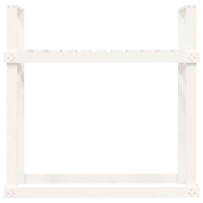 Support pour bois de chauffage Blanc 110x35x108,5cm Bois de pin – Image 3