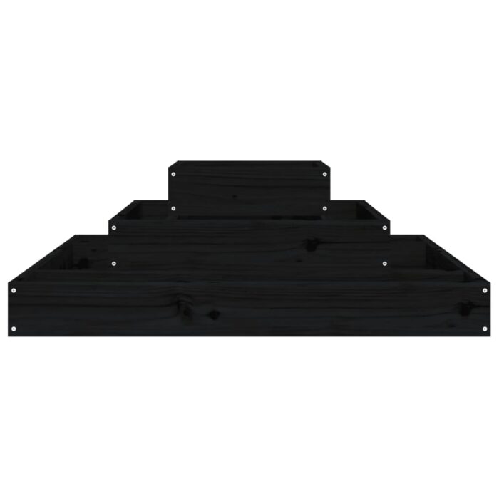 Jardinière Noir 80x80x27 cm Bois massif de pin – Image 2