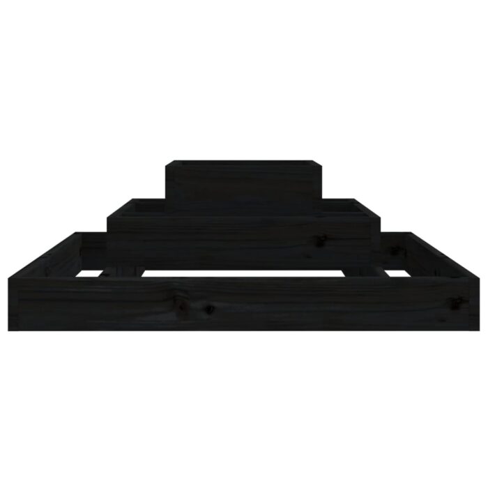 Jardinière Noir 80x80x27 cm Bois massif de pin – Image 3