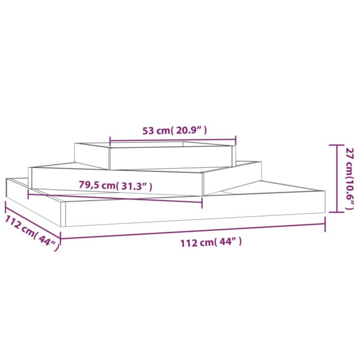 Jardinière 112x112x27 cm Bois massif de pin – Image 4